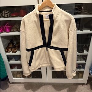 Peloton Sherpa Cream Pullover with Black Accents